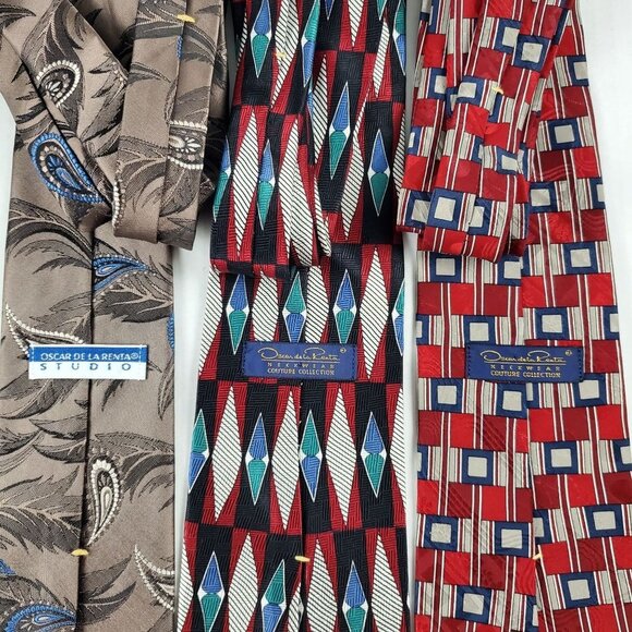 Oscar de la Renta Couture Collection Studio Lot of 3 Vintage Neck Ties USA‎ Made - Picture 2 of 3